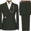 Traje de negocios para hombre, traje de boda, traje de fiesta, chaqueta y pantalones de solapa, esmoquin de caballero, ropa Formal de trabajo de oficina, 2 piezas - Dark green, Men5XL(EU60OrUS50)