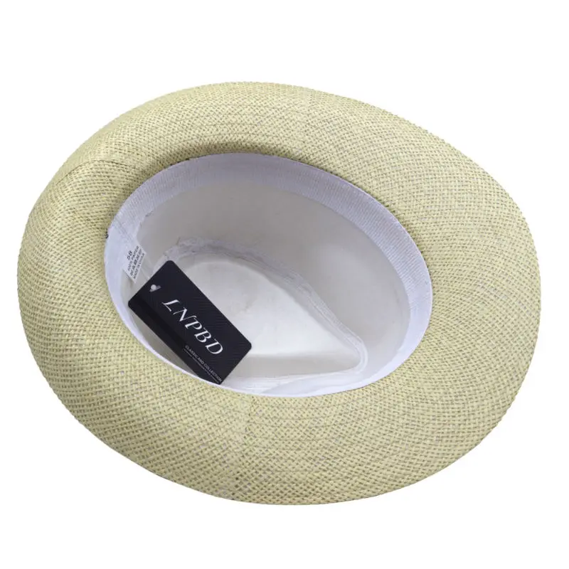 Sombrero de paja de papel con cinta negra para hombre y mujer, gorro de Sol de Jazz de ala grande, Trilby de playa informal de verano, moda caliente - Image 6