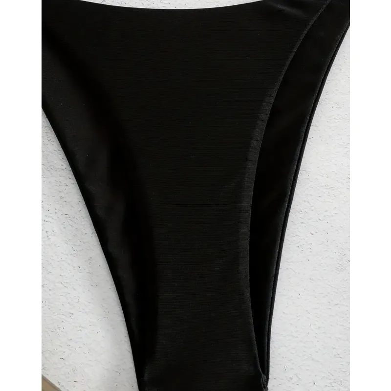 Bikini Sexy de tres puntos para mujer, traje de baño de color sólido con espalda descubierta y cordones ajustables, ropa de playa, novedad de 2024 - Image 5