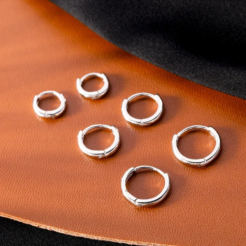 Plata de Ley 925 auténtica hebilla de oreja redonda bohemia minimalista para mujer pendiente de aro accesorios de joyería - Image 2