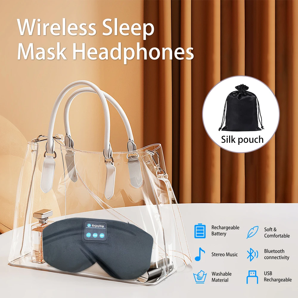 Mascarilla para dormir con Bluetooth 5,3, auriculares inalámbricos para dormir, sombra De ojos para hombres y mujeres - Image 6