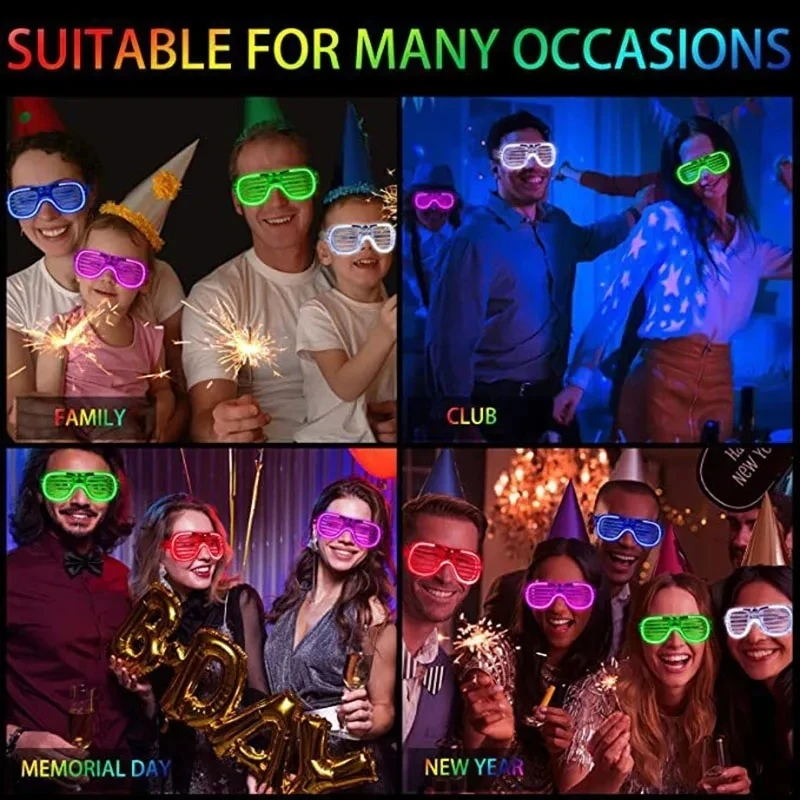 Gafas de neón LED para niños y adultos, anteojos de neón con 6 colores de neón que brillan en la oscuridad, regalos de cumpleaños, juguetes, recuerdos de fiesta, 10-50 piezas - Image 3
