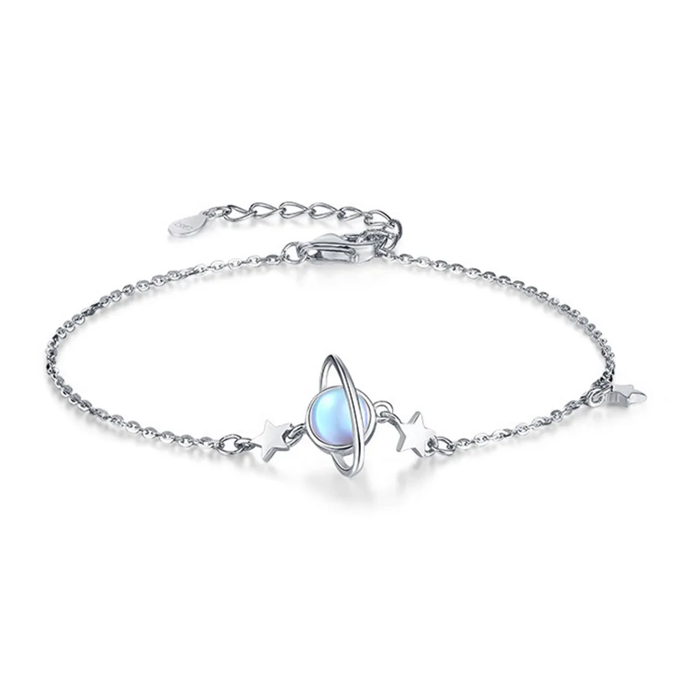 Pulsera de plata de ley 925 para mujer, brazalete elegante de planeta lunar para mujer, joyería de Glamour de boda de compromiso Simple a la moda - Image 5