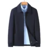 Traje de papá de mediana edad y viejo estilo británico, chaqueta de solapa con cremallera, informal, ejecutivo, a la moda, Color sólido, trabajo, todo, nuevo - Azul marino, 180-XL 62-72KG