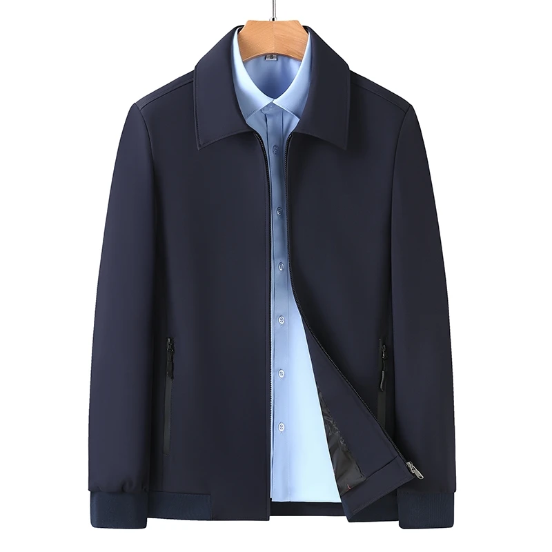 Traje de papá de mediana edad y viejo estilo británico, chaqueta de solapa con cremallera, informal, ejecutivo, a la moda, Color sólido, trabajo, todo, nuevo - Image 8