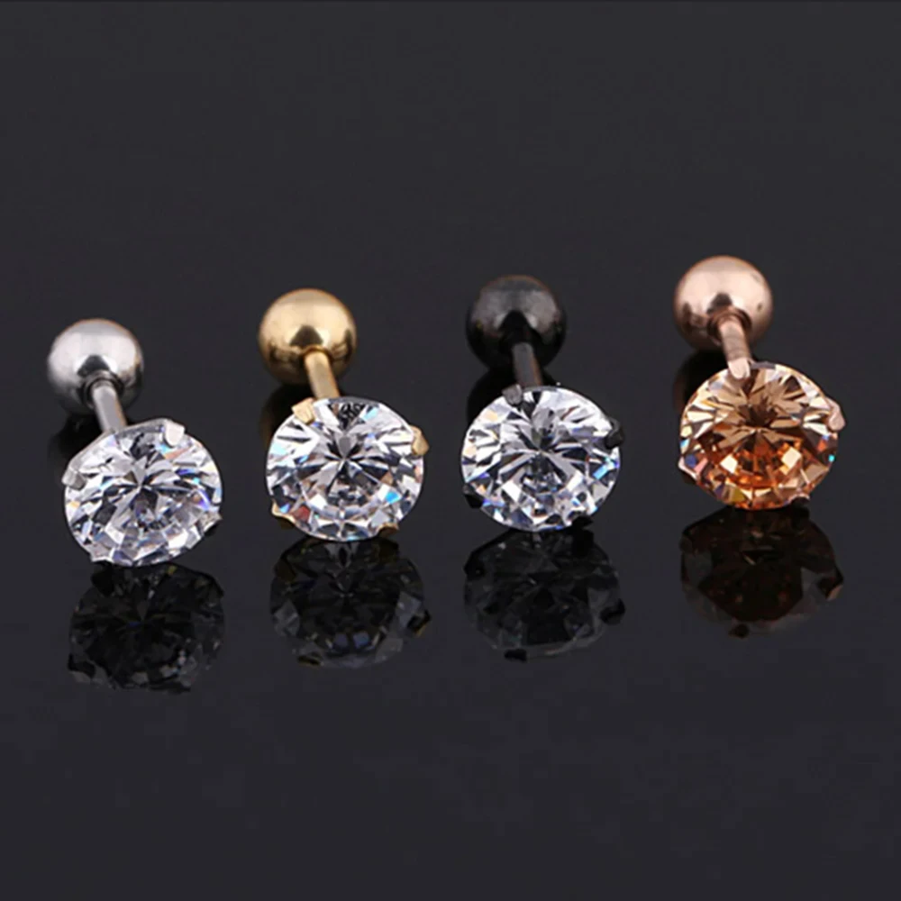 4 par/set de aretes de diamantes de imitación elegantes y brillantes: acero inoxidable hipoalergénico para glamour diario y occasi especiales - Image 2