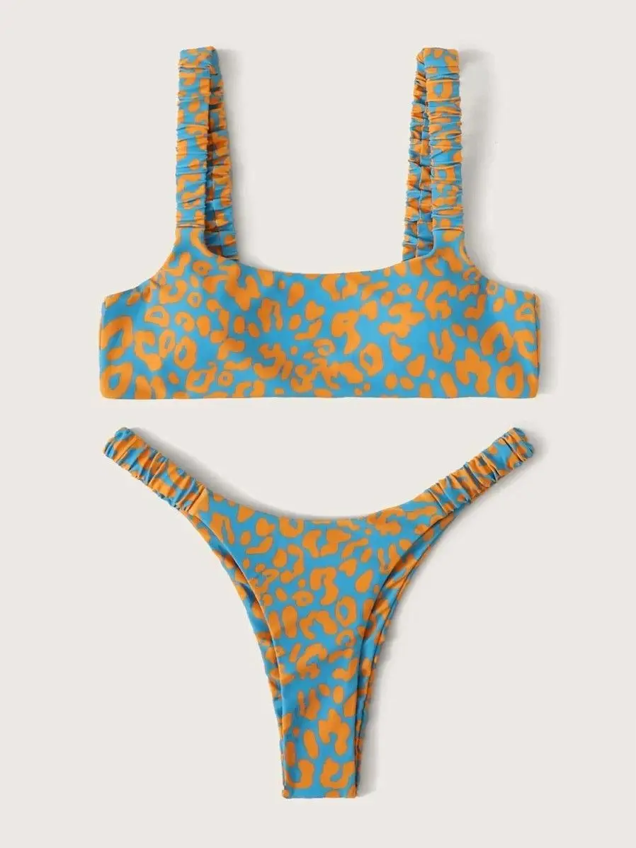 Microbikini Sexy con estampado De leopardo para mujer, traje De Baño De Tanga con relleno y realce, color naranja, 2023 - Image 24