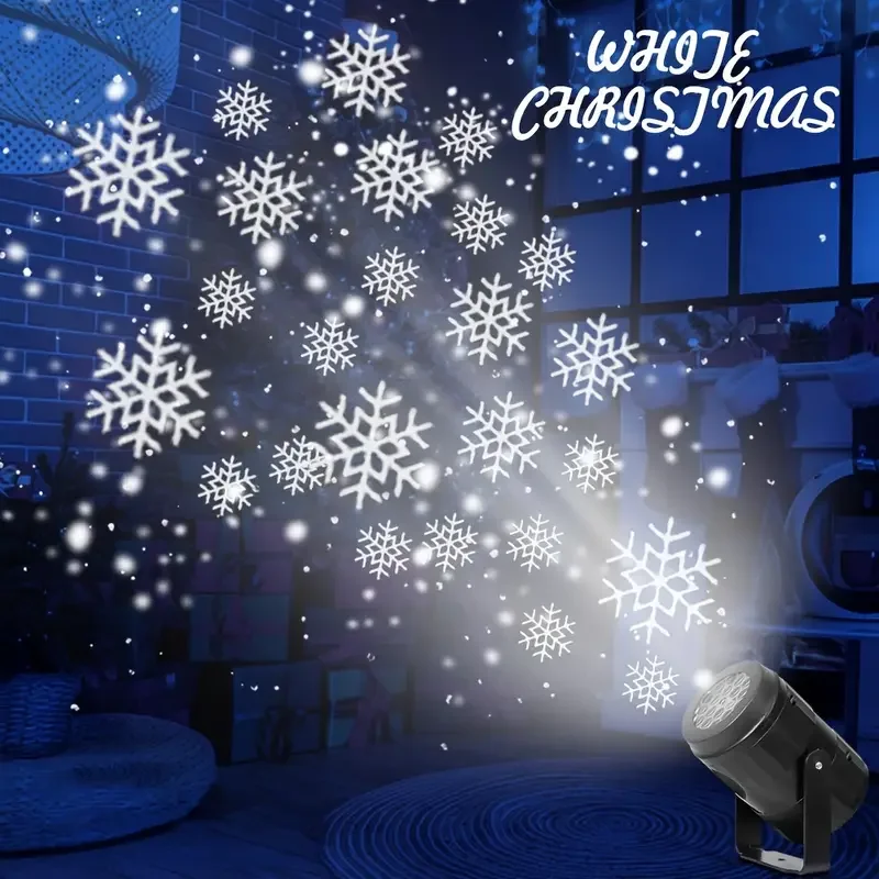 Proyector LED de Navidad y Halloween, luz nocturna alimentada por USB con 360, 1 ud. ° Copo de nieve con soporte giratorio para fiestas y decoración navideña - Image 7