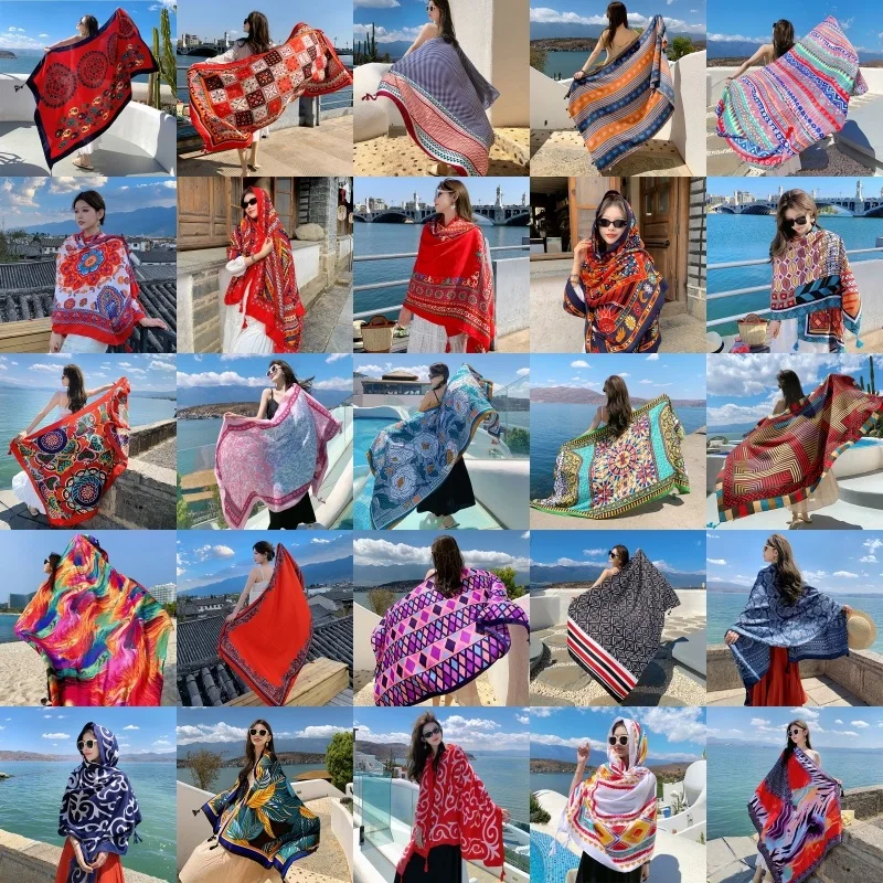 28 estilos 90x180cm viaje playa protector solar bufanda Bikini chal grande Sarong bufanda envolvente mujeres traje de baño brasileño cubierta de baño - Image 3