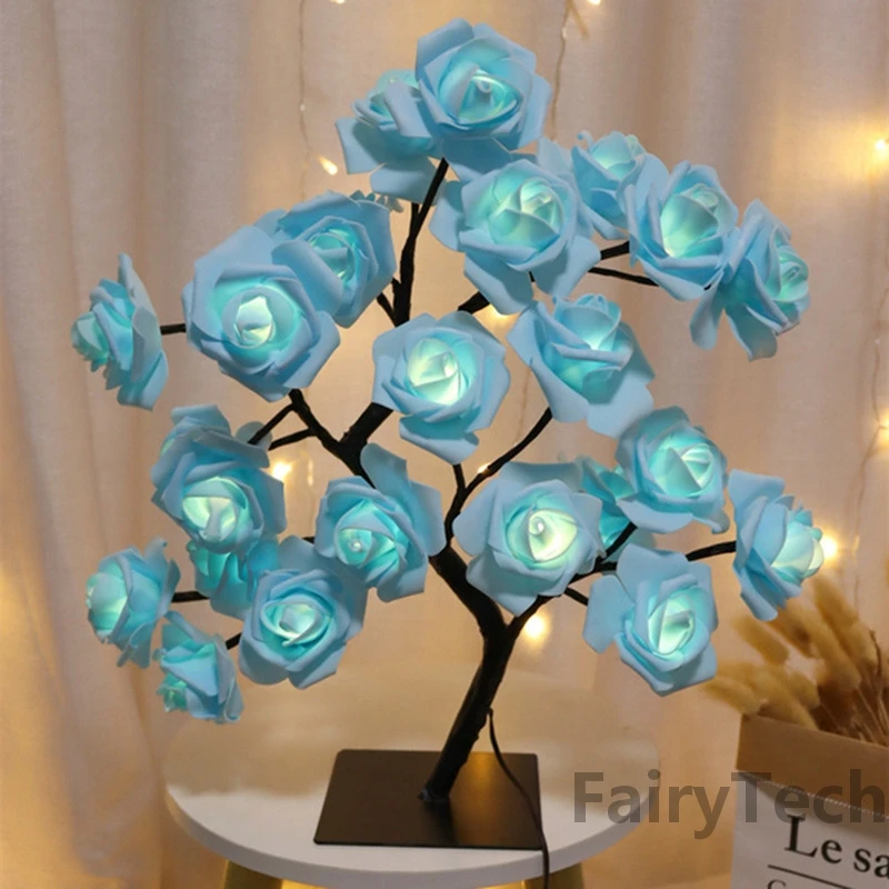 Lámpara LED de mesa con forma de rosa, luces de hadas para árbol de Navidad con USB, luces nocturnas para fiesta en casa, boda, dormitorio, decoración, regalo del día de la madre - Image 6