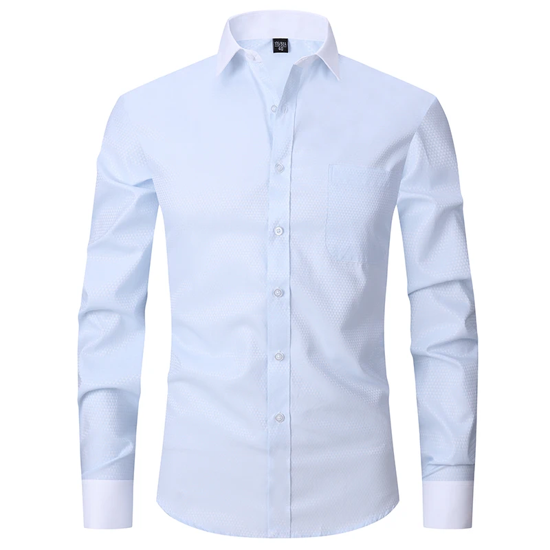 Camisa de vestir clásica con puños franceses para hombre, camisa blanca de manga larga con solapa frontal con mosca, ajuste estándar de negocios Formal, trabajo de oficina - Image 16