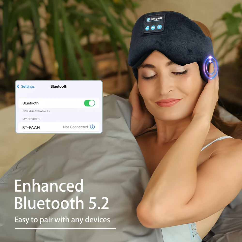 Mascarilla para dormir con Bluetooth 5,3, auriculares inalámbricos para dormir, sombra De ojos para hombres y mujeres - Image 4