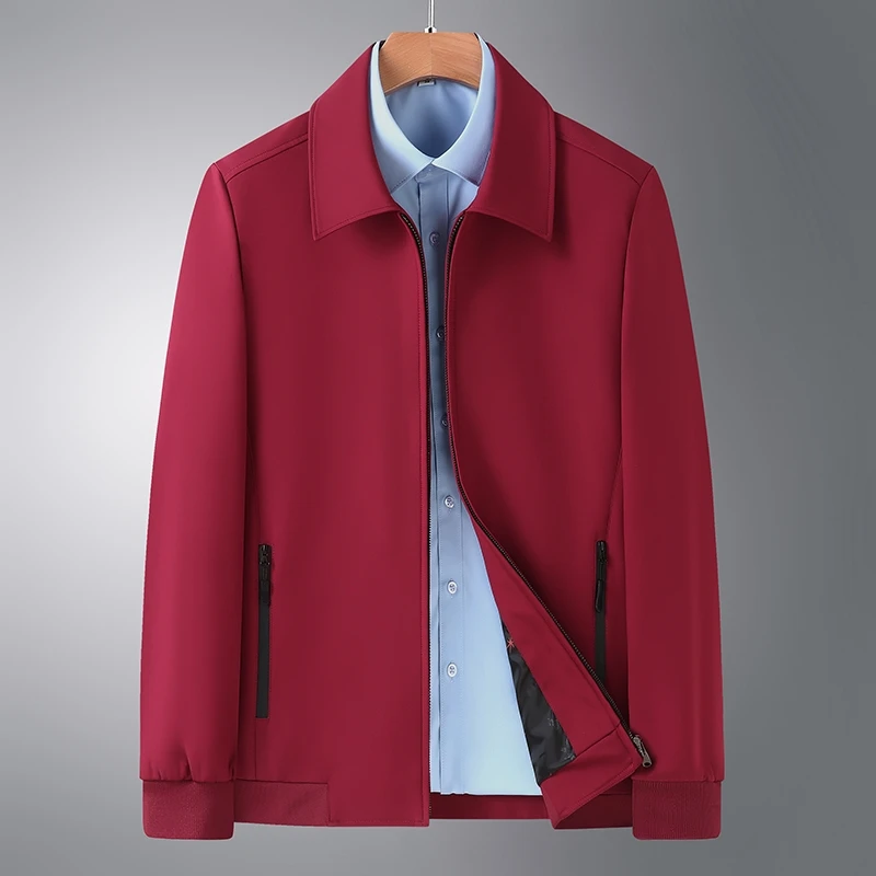 Traje de papá de mediana edad y viejo estilo británico, chaqueta de solapa con cremallera, informal, ejecutivo, a la moda, Color sólido, trabajo, todo, nuevo - Image 3