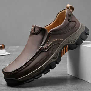 Mocasines informales de cuero de alta calidad para hombre, zapatos planos antideslizantes para caminar al aire libre, trabajo clásico, oficina y conducción