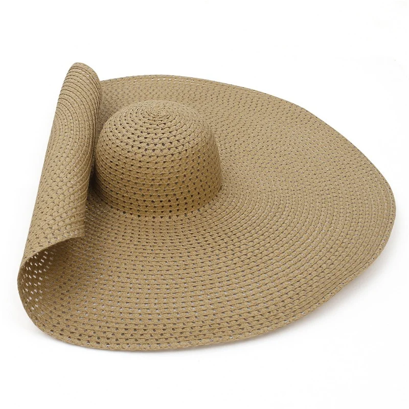 GEMVIE-sombreros de sol plegables de ala ancha para mujer, sombrilla de gran tamaño, sombrero de paja de viaje, protección UV, playa, Verano - Image 3
