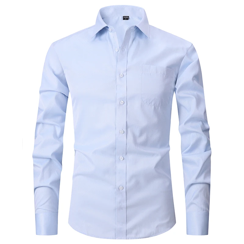 Camisa de vestir clásica con puños franceses para hombre, camisa blanca de manga larga con solapa frontal con mosca, ajuste estándar de negocios Formal, trabajo de oficina - Image 5