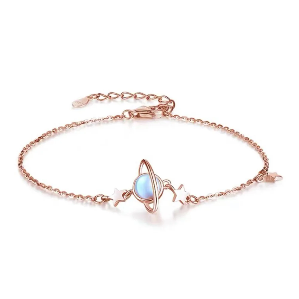Pulsera de plata de ley 925 para mujer, brazalete elegante de planeta lunar para mujer, joyería de Glamour de boda de compromiso Simple a la moda - Image 7