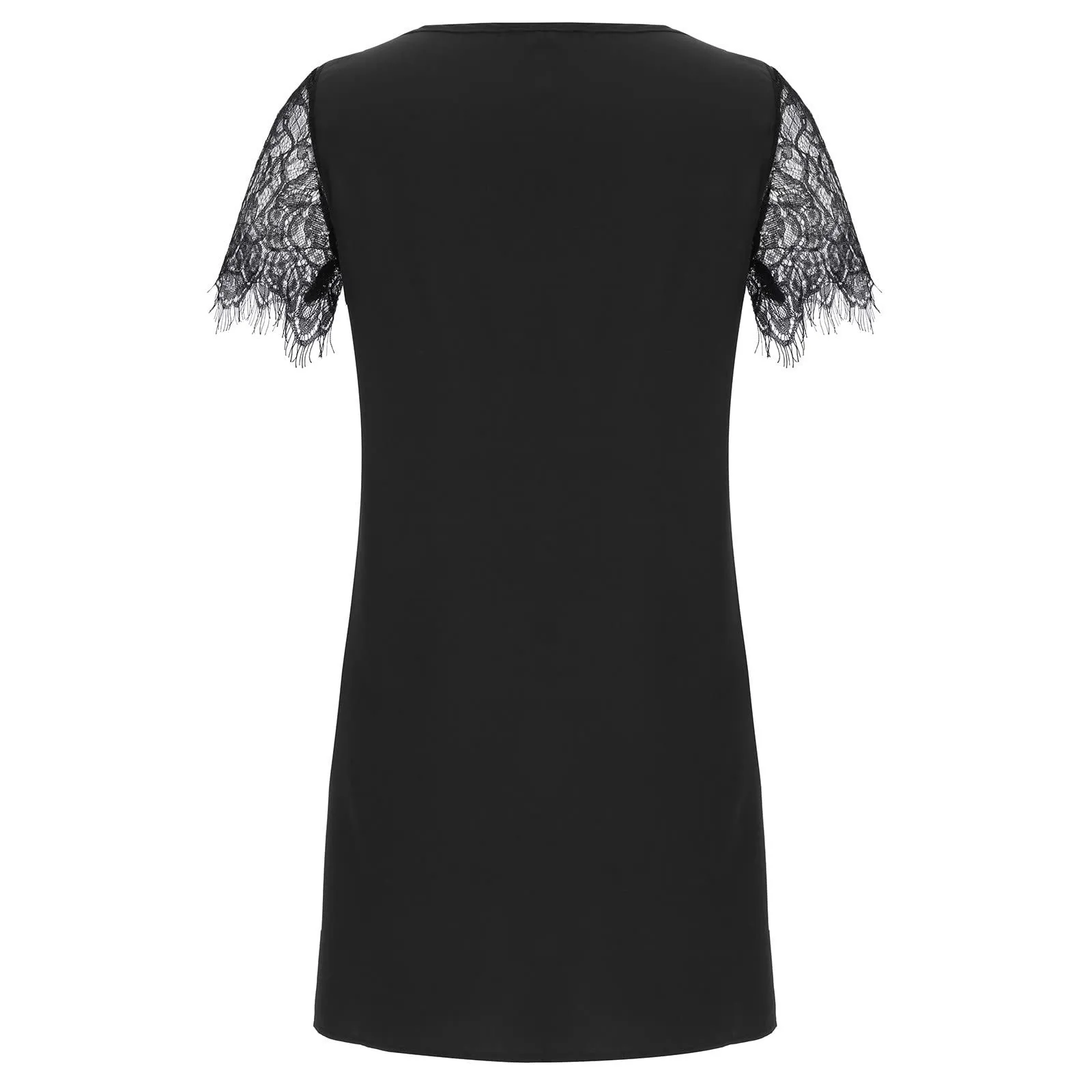 Vestidos de fiesta elegantes 2024 mujeres Costura de malla brillante glamuroso negro cuello en V Mini vestido de manga corta Vestidos de malla En Oferta - Image 4