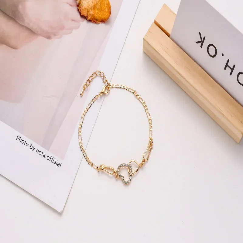 Pulsera tobillera clásica de acero inoxidable con doble corazón para mujer, brazalete con dijes de moda, regalo de joyería de fiesta - Image 7