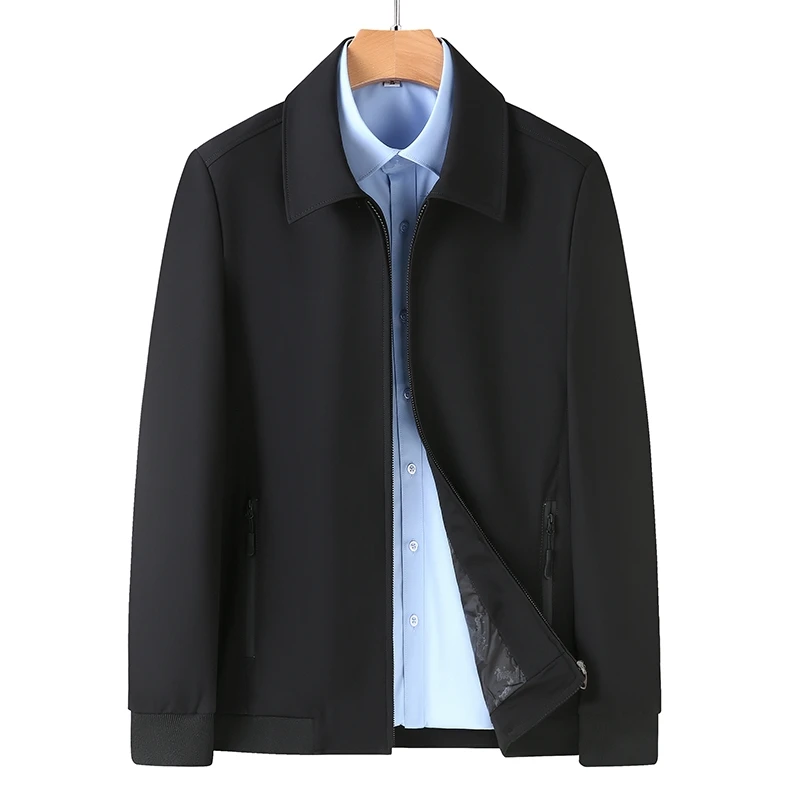 Traje de papá de mediana edad y viejo estilo británico, chaqueta de solapa con cremallera, informal, ejecutivo, a la moda, Color sólido, trabajo, todo, nuevo - Image 5