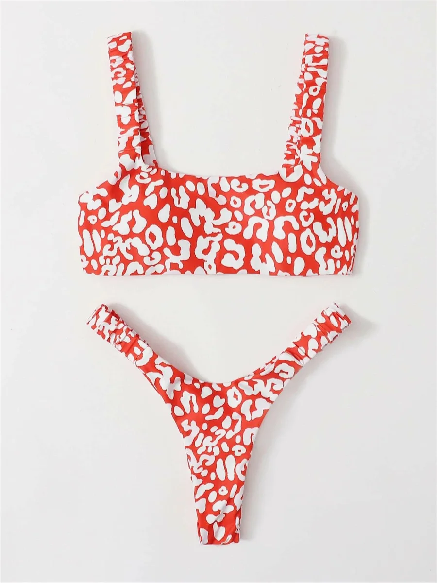 Microbikini Sexy con estampado De leopardo para mujer, traje De Baño De Tanga con relleno y realce, color naranja, 2023 - Image 6