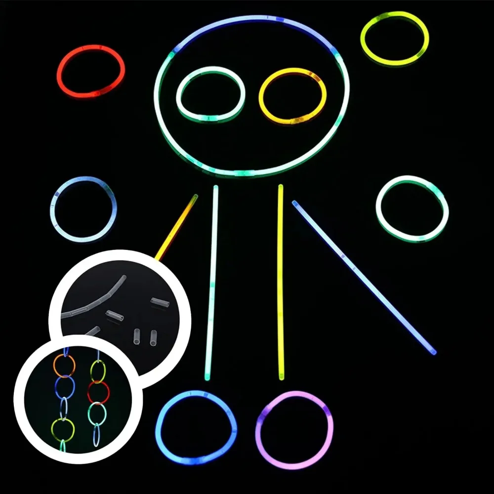 100 Uds. Suministros para fiestas con brillo nocturno con conectores, collares y pulseras brillantes para fiestas para niños o adultos, brillo decorativo para fiestas - Image 4