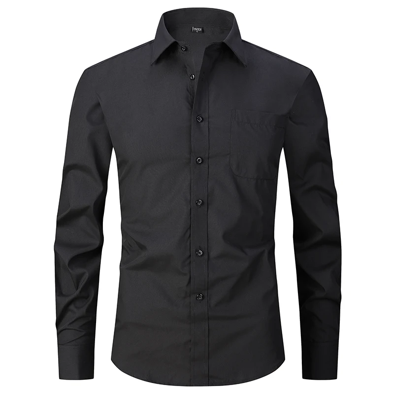 Camisa de vestir clásica con puños franceses para hombre, camisa blanca de manga larga con solapa frontal con mosca, ajuste estándar de negocios Formal, trabajo de oficina - Image 10