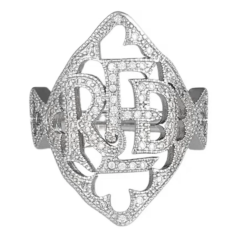 Anillo clásico Unisex con personalidad Hip Hop Rap de lujo con letras rojas Taylor, anillos de piedra de cristal, accesorios de joyería ajustables