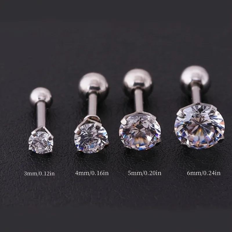 4 par/set de aretes de diamantes de imitación elegantes y brillantes: acero inoxidable hipoalergénico para glamour diario y occasi especiales - Image 7