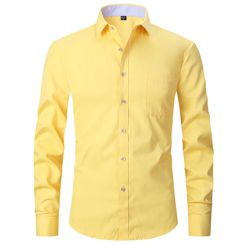 Camisa de vestir clásica con puños franceses para hombre, camisa blanca de manga larga con solapa frontal con mosca, ajuste estándar de negocios Formal, trabajo de oficina - Image 12