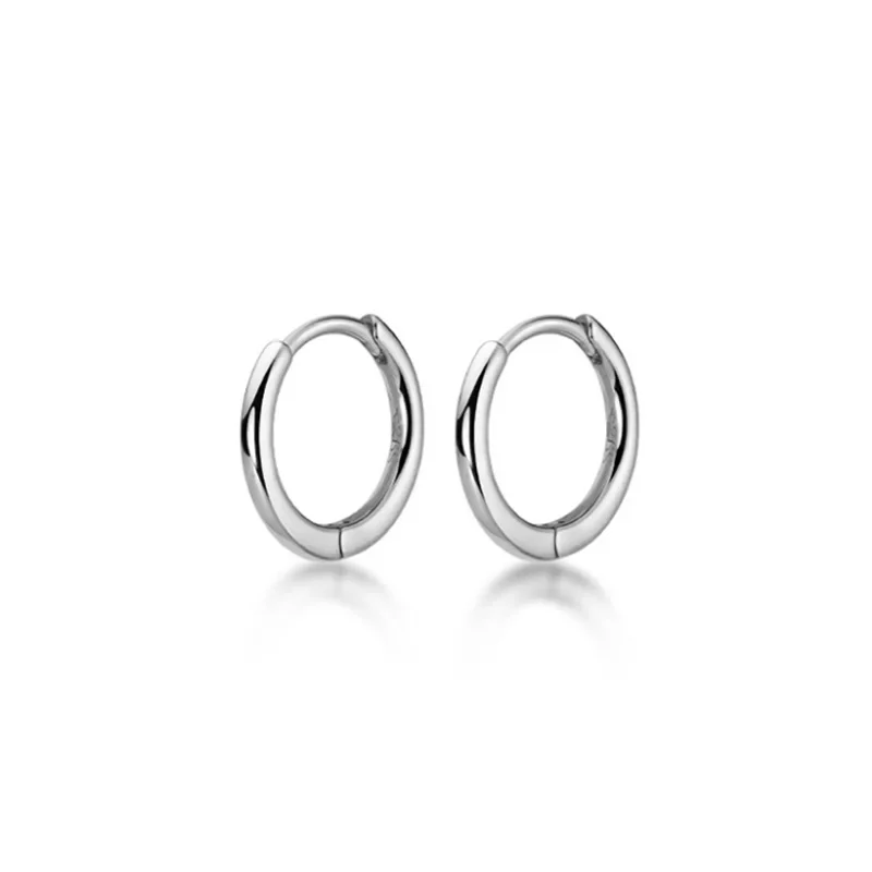 Plata de Ley 925 auténtica hebilla de oreja redonda bohemia minimalista para mujer pendiente de aro accesorios de joyería - Image 5