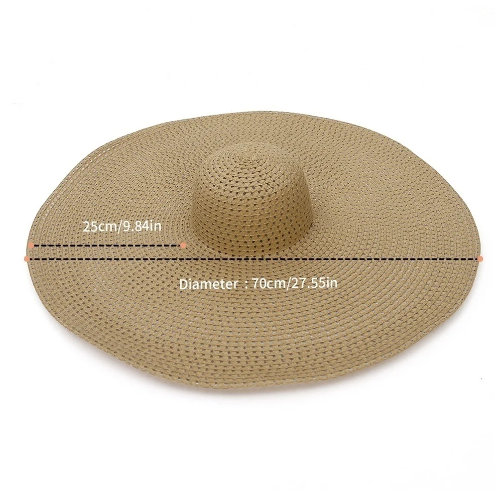GEMVIE-sombreros de sol plegables de ala ancha para mujer, sombrilla de gran tamaño, sombrero de paja de viaje, protección UV, playa, Verano - Image 5