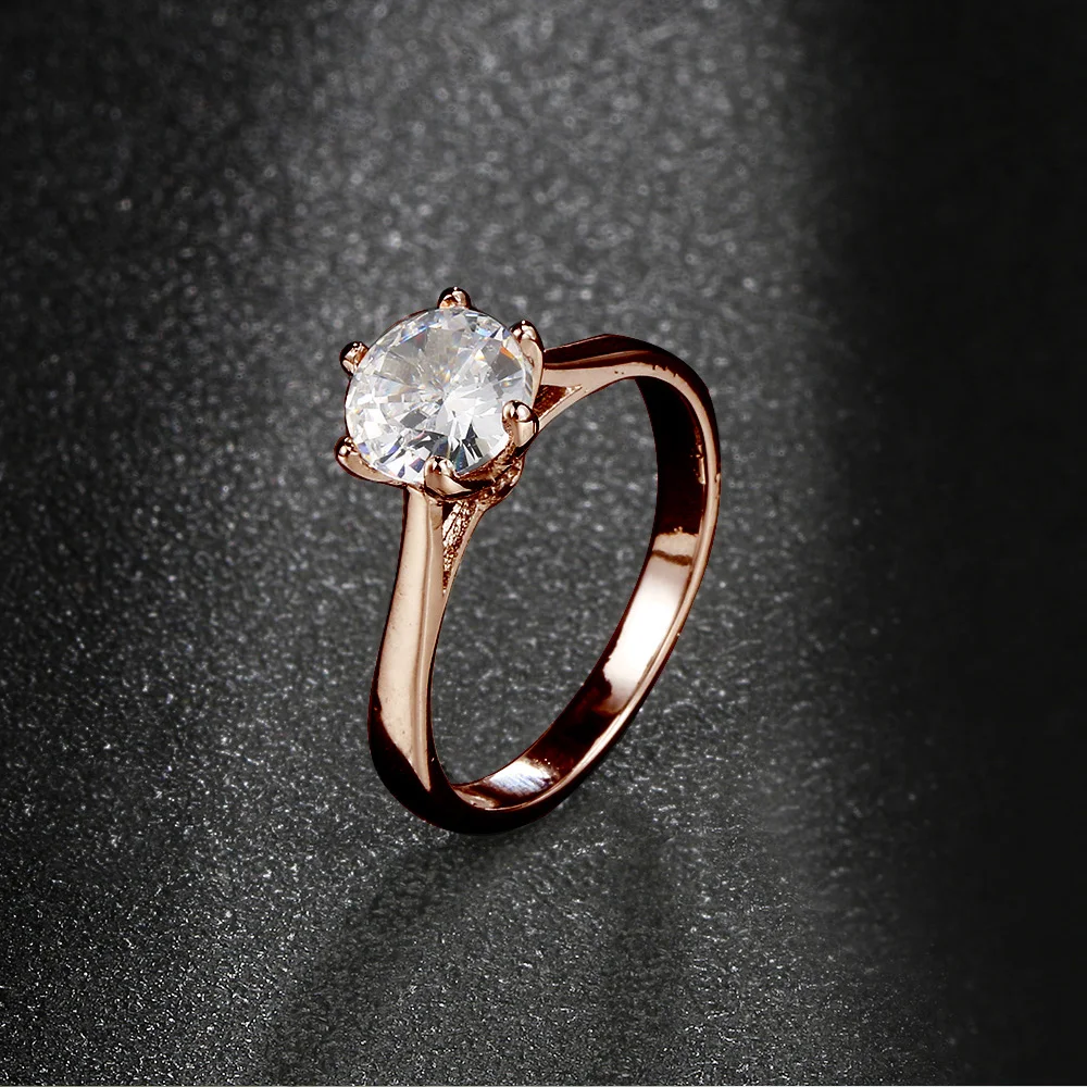 Anillos de boda clásicos para mujer, sortija de compromiso de circonia cúbica, 6 garras, 3 colores, KCR033 - Image 7