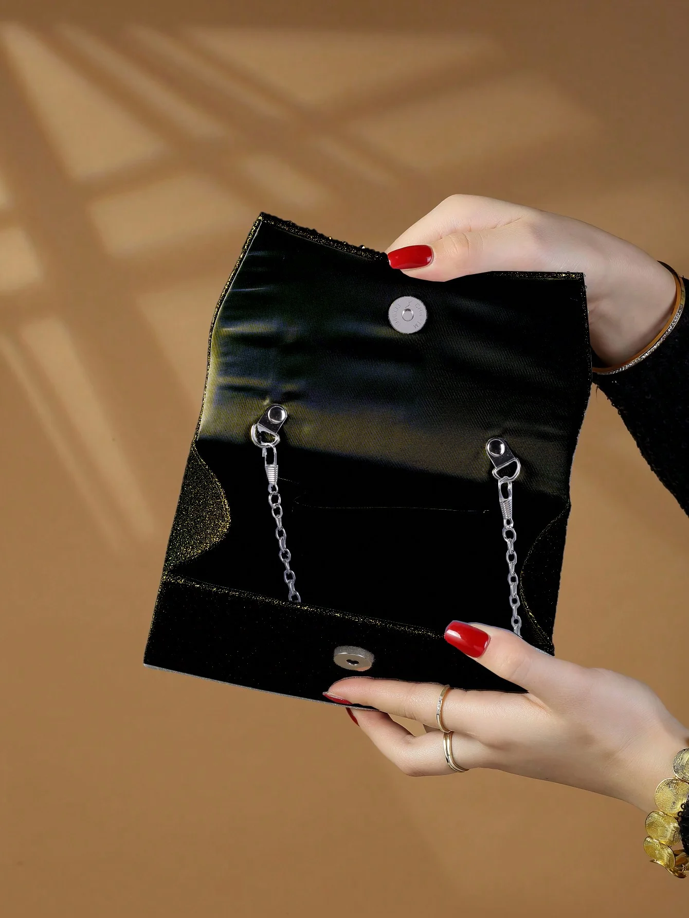 Bolso de mano metálico decorado con diamantes de imitación, bolso de noche brillante y glamuroso, elegante, adecuado para mujer, 1 unidad - Image 5