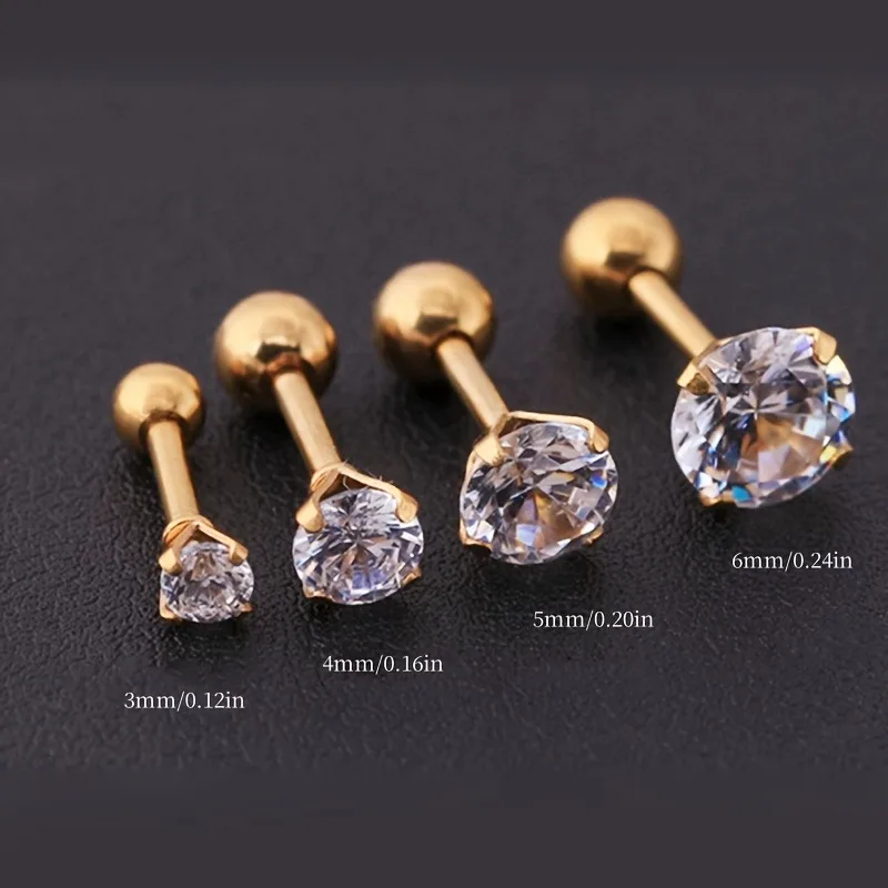 4 par/set de aretes de diamantes de imitación elegantes y brillantes: acero inoxidable hipoalergénico para glamour diario y occasi especiales - Image 6