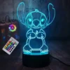 Luz nocturna de punto de ilusión 3D con Control remoto y lámpara de decoración de habitación táctil inteligente regalos de cumpleaños, Día de San Valentín y Navidad
