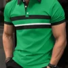 POLO de manga corta con estampado de rayas para hombre, polo de solapa informal, POLO deportivo informal, moda de verano, novedad - S34PL0613, XXL