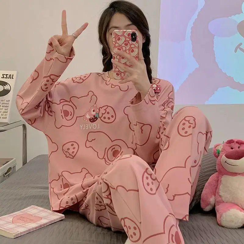 Nuevos pijamas para mujer, traje para el hogar, modelos de primavera y otoño para mujer, ropa de casa de manga larga para otoño e invierno, traje suelto de talla grande - Image 4