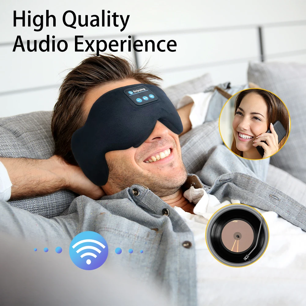 Mascarilla para dormir con Bluetooth 5,3, auriculares inalámbricos para dormir, sombra De ojos para hombres y mujeres - Image 2