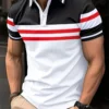 POLO de manga corta con estampado de rayas para hombre, polo de solapa informal, POLO deportivo informal, moda de verano, novedad - SLKL1338, S