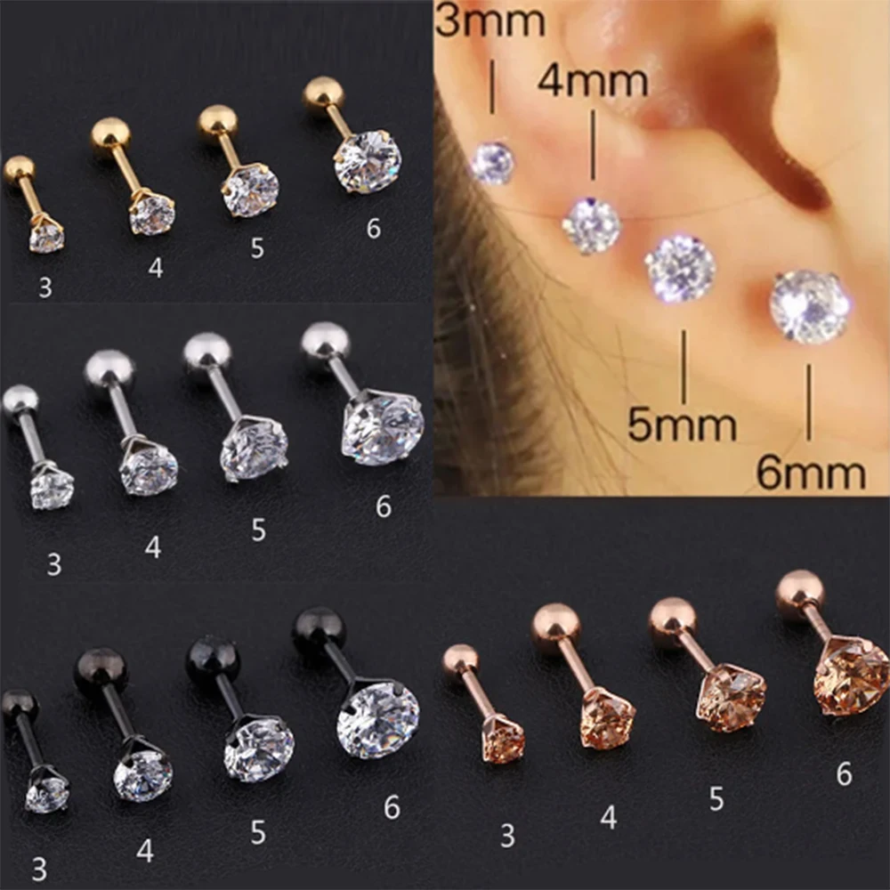 4 par/set de aretes de diamantes de imitación elegantes y brillantes: acero inoxidable hipoalergénico para glamour diario y occasi especiales