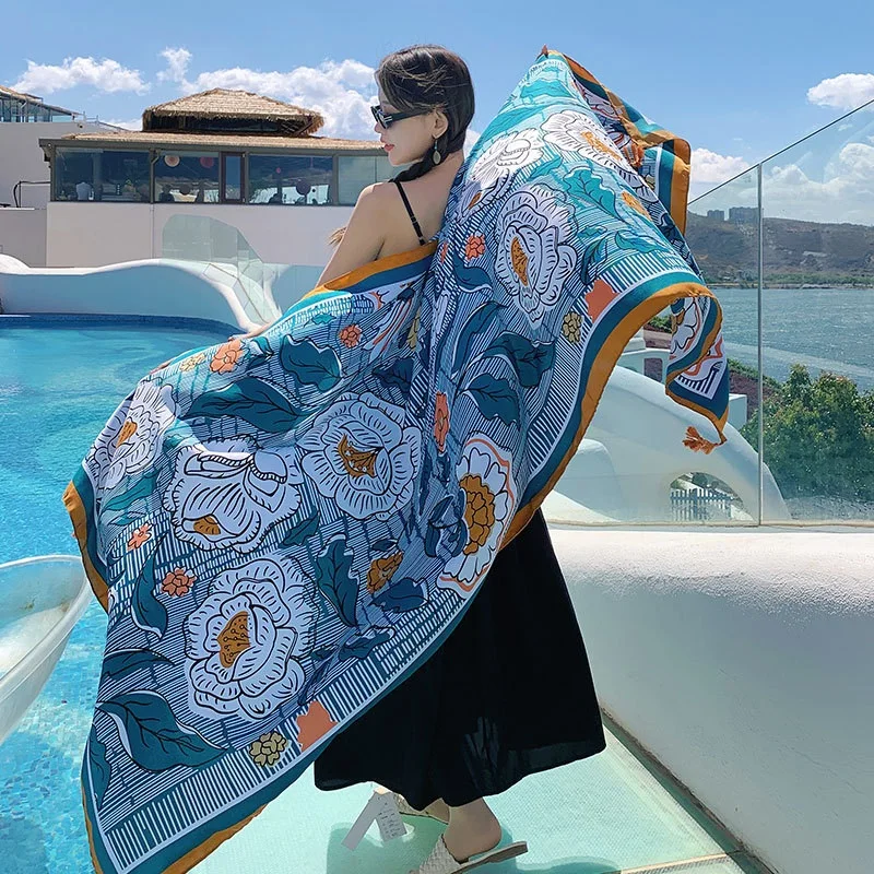 28 estilos 90x180cm viaje playa protector solar bufanda Bikini chal grande Sarong bufanda envolvente mujeres traje de baño brasileño cubierta de baño - Image 19