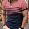 POLO de manga corta con estampado de rayas para hombre, polo de solapa informal, POLO deportivo informal, moda de verano, novedad - SLKL1335, L