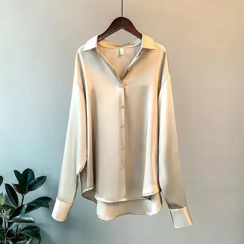 Camisa de manga larga con botones para mujer, blusa informal, elegante, estilo coreano, para oficina, novedad, verano, Otoño e Invierno - Image 3