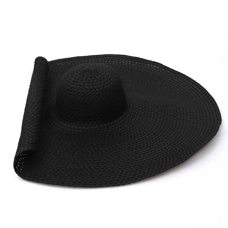 GEMVIE-sombreros de sol plegables de ala ancha para mujer, sombrilla de gran tamaño, sombrero de paja de viaje, protección UV, playa, Verano - Image 7