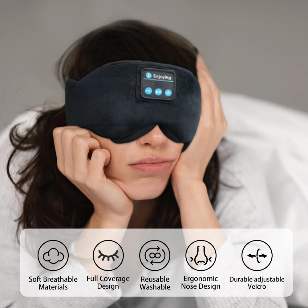 Mascarilla para dormir con Bluetooth 5,3, auriculares inalámbricos para dormir, sombra De ojos para hombres y mujeres - Image 3