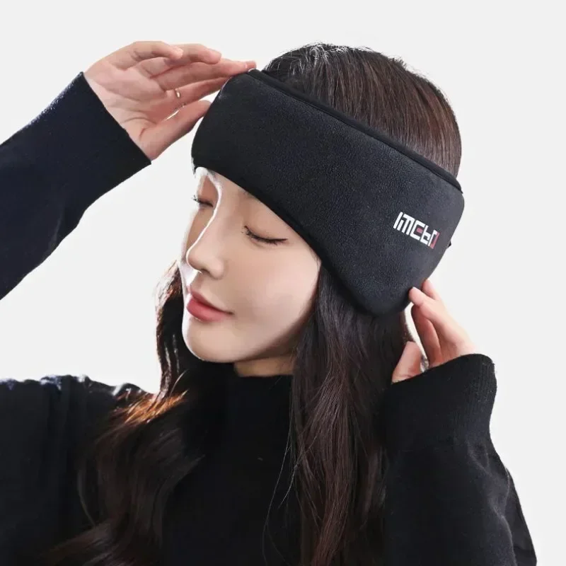 Orejera para dormir, máscara para dormir de felpa, cubierta para ojos, cálida, relajante, de felpa, con los ojos vendados, algodón - Image 6