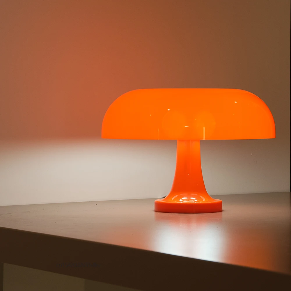 Lámpara de mesa de seta clásica, arte moderno Bauhaus, lámpara de mesita de noche de dormitorio, lámpara de mesa decorativa naranja de diseñador danés - Image 4