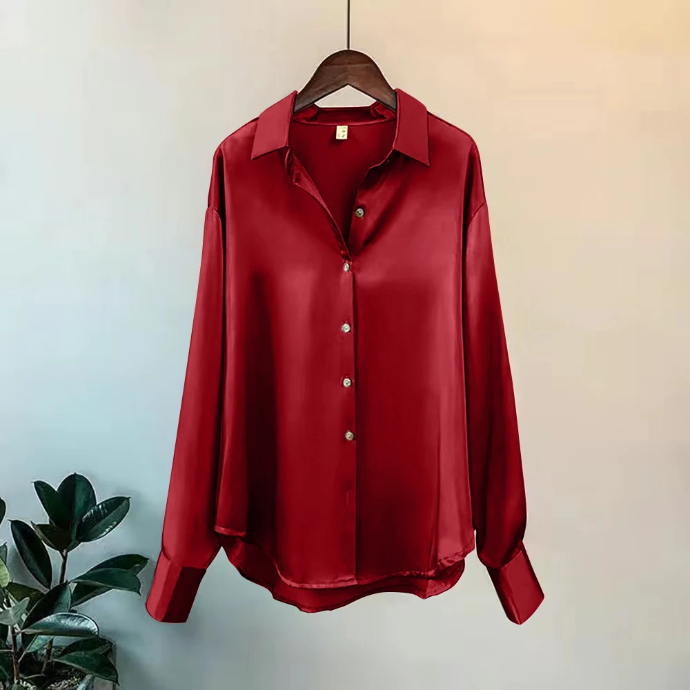 Camisa de manga larga con botones para mujer, blusa informal, elegante, estilo coreano, para oficina, novedad, verano, Otoño e Invierno - Image 9