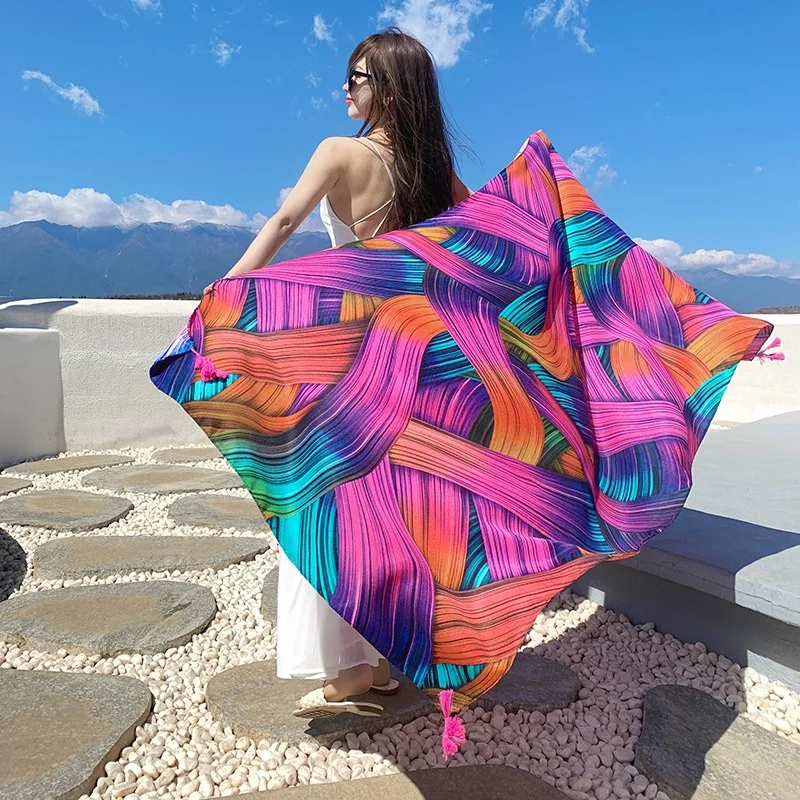 28 estilos 90x180cm viaje playa protector solar bufanda Bikini chal grande Sarong bufanda envolvente mujeres traje de baño brasileño cubierta de baño - Image 29